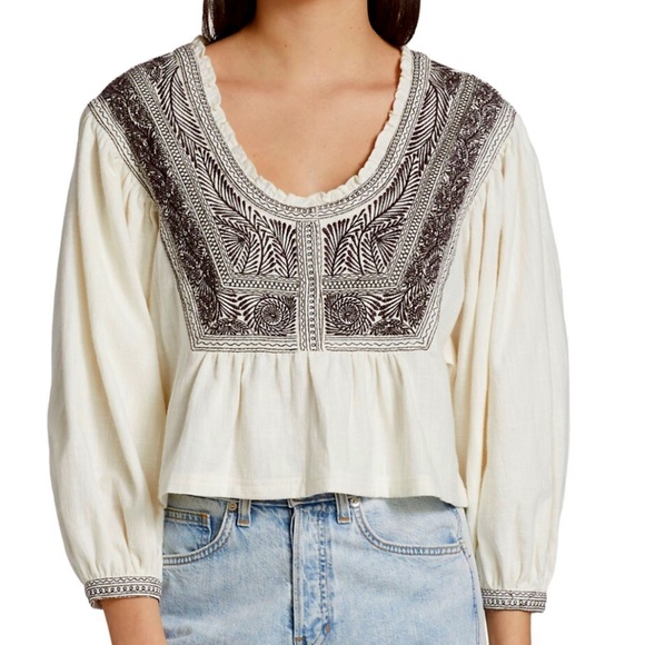 Free People Embroidered Top M - Picture 1 of 9